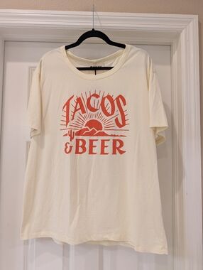 Pyknic Tacos And Beer Yellow Cotton T-shirt Size Medium